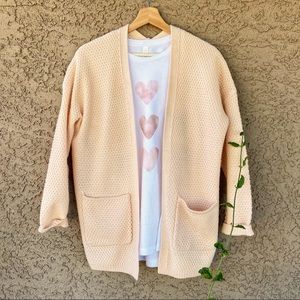 PEACH Thick Open Cardigan - Loose Weave Pockets